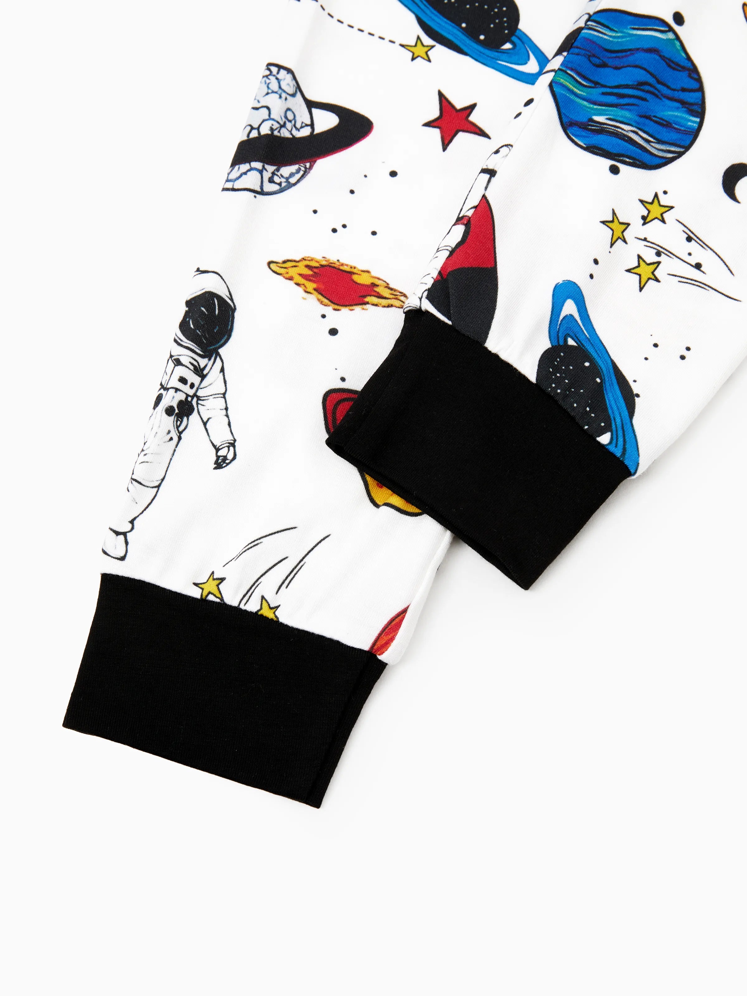 Bamboo Family Pajamas Space Theme Print Short-sleeve Matching Pajama set ( Snug-Fitting for Children ) White