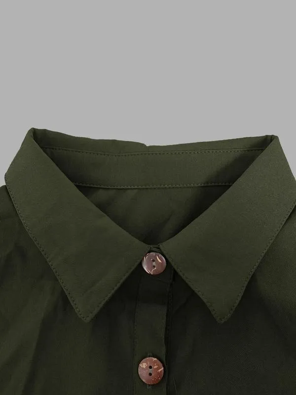 Women's Solid Button Front Pocket Jumpsuit, Casual Short Sleeve Jumpsuit for Daily Wear