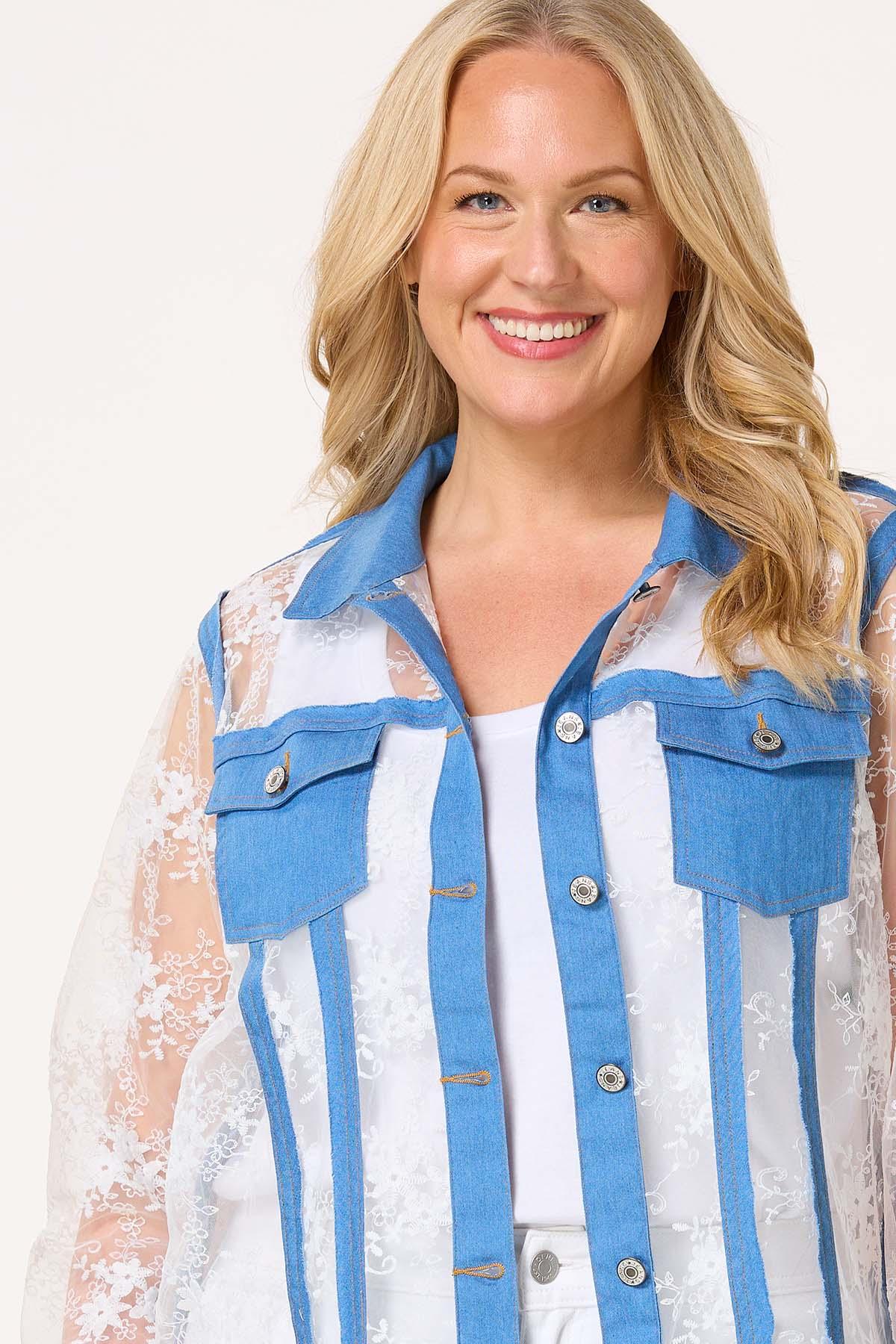 Plus Size Denim Lace Jacket