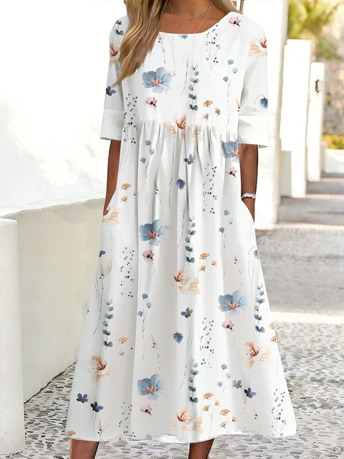 Women's  Floral Print Casual Dress- Fast Shipping
