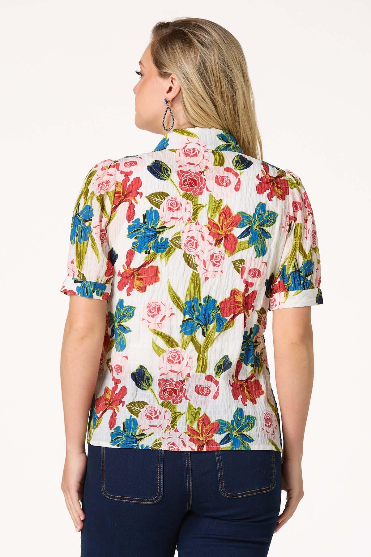 Floral Crinkle Textured Top