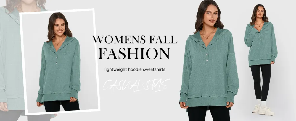 Womens Oversized Button Up V Neck Sweatshirt