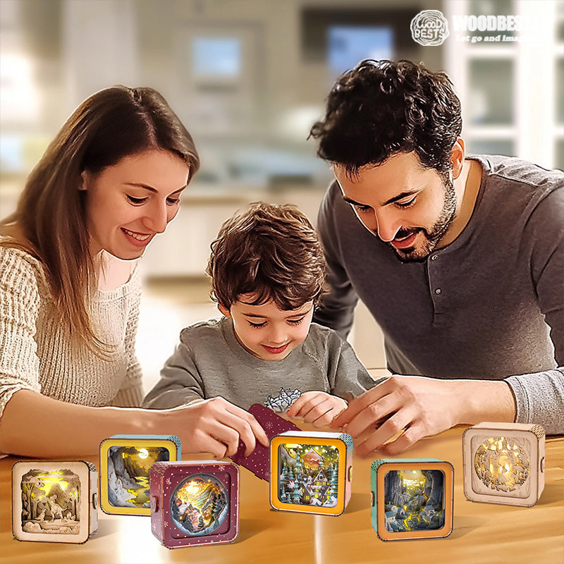 Warm Christmas Eve Kit - 3D Wooden Puzzle Night Light