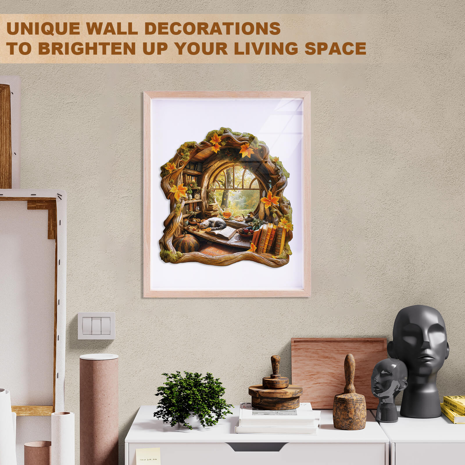 Tree house window view Wooden Jigsaw Puzzle