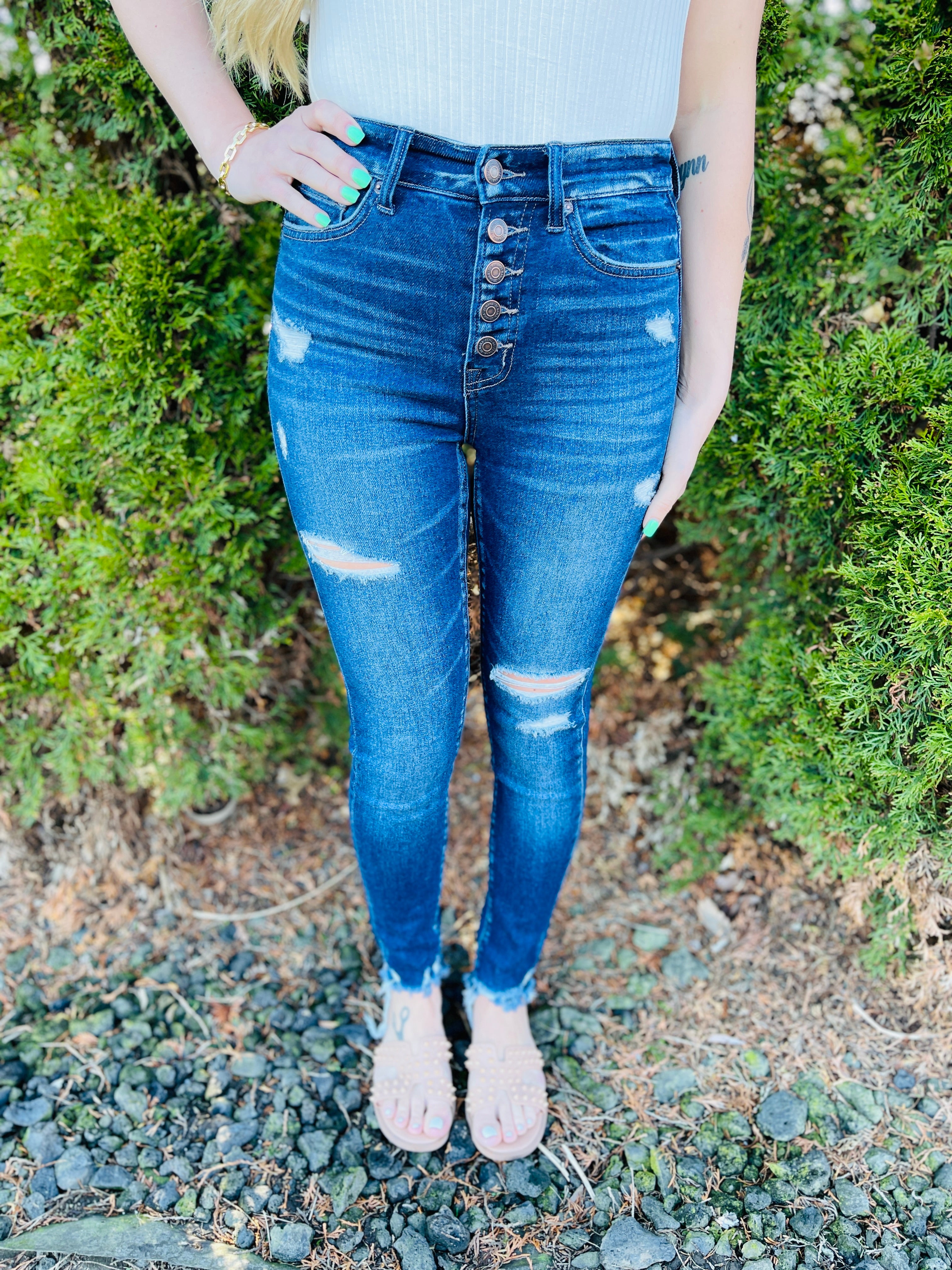 DOORBUSTER! I Like Big Button Fly Skinny Jeans