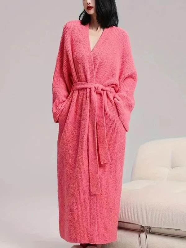 Women's Double-Sided Fleece Robe|Thickened Long Plush Loungewear