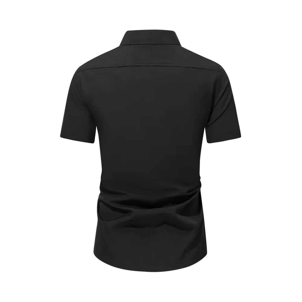 Men’s Short-Sleeve Button-Down Shirt, Wrinkle-Resistant Business Casual Shirt for Work Commuting