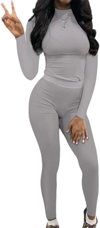 Women's Minimalist Chic Solid Long Sleeve Tee & Elastic Waist Pants Set