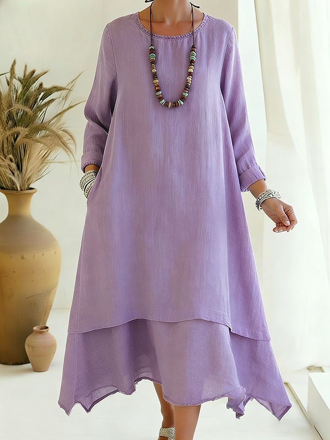 Women's Casual Retro Loose Cotton Linen Dress- Fast Shipping