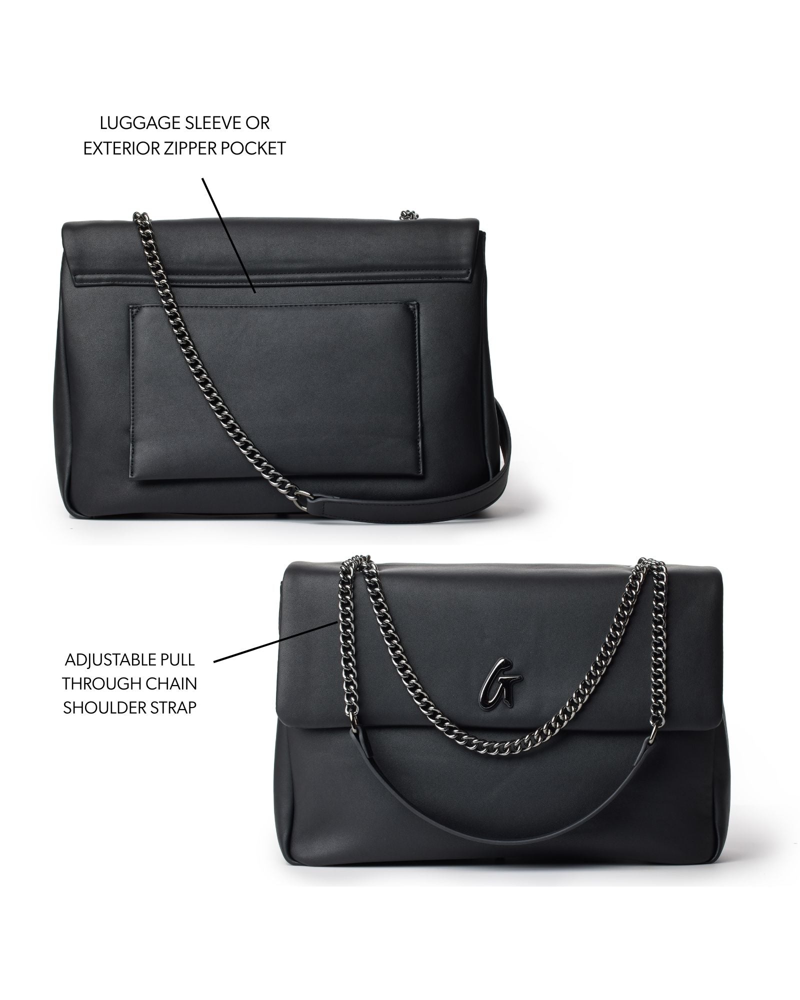 LARGE STANDARD FLAP BAG - BLACK