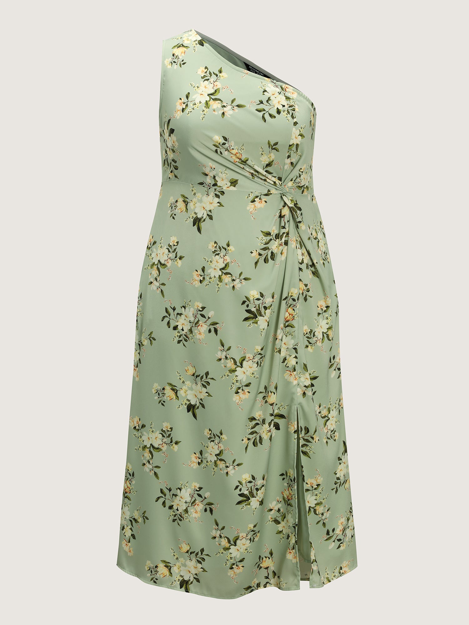 Elegant One-Shoulder Floral Knotted Maxi Dress