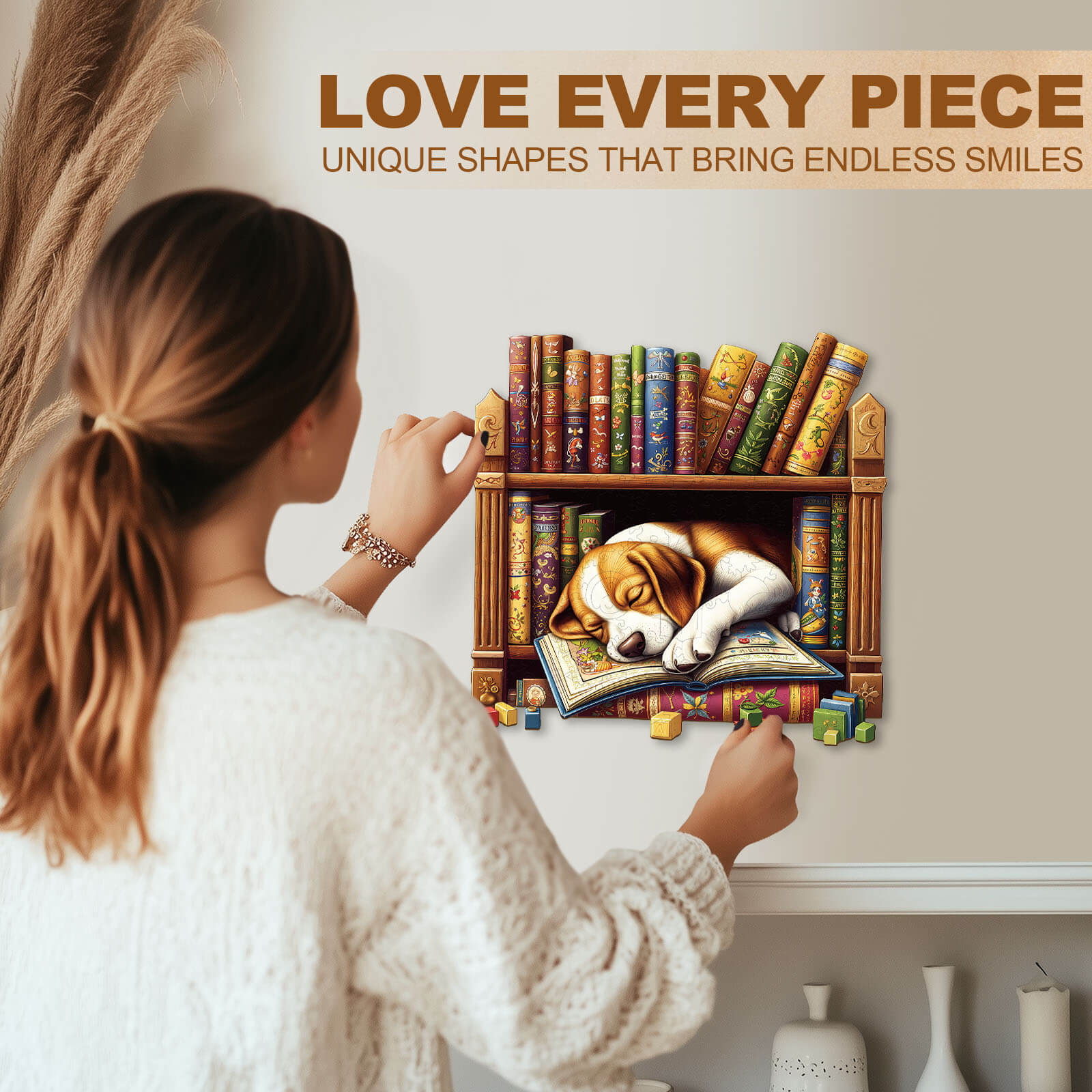 Sleep Library-Dog Wooden Jigsaw Puzzle