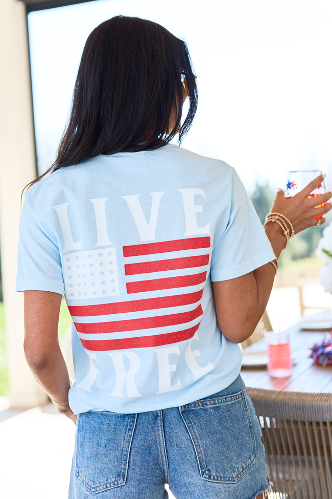 Live Free Light Blue Graphic Tee