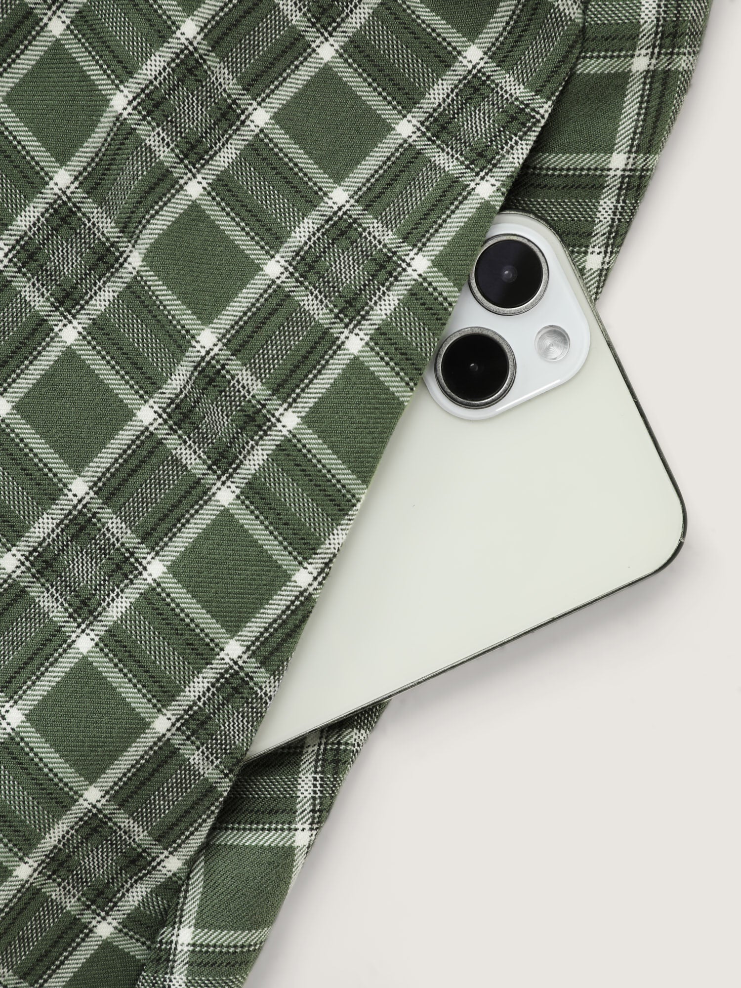 Checkered Print Shirred Pockets Midi Dress