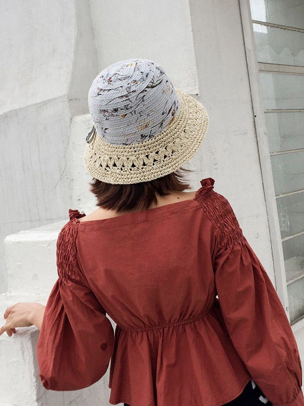 Leisure Print Sun-Protection Straw Hat