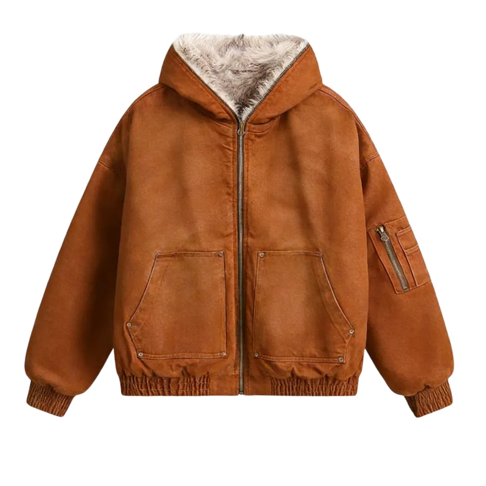 Hooded Zippered Flight Jacket