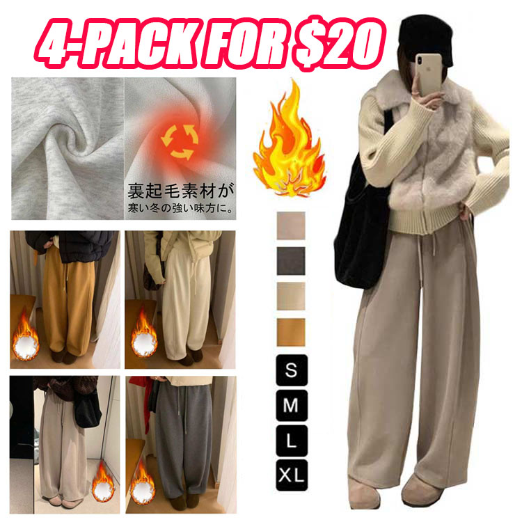 Women's Fleece-Lined Wide-Leg Pants, Warm Winter Trousers, Flattering Fit, Thick and Loose-Fitting