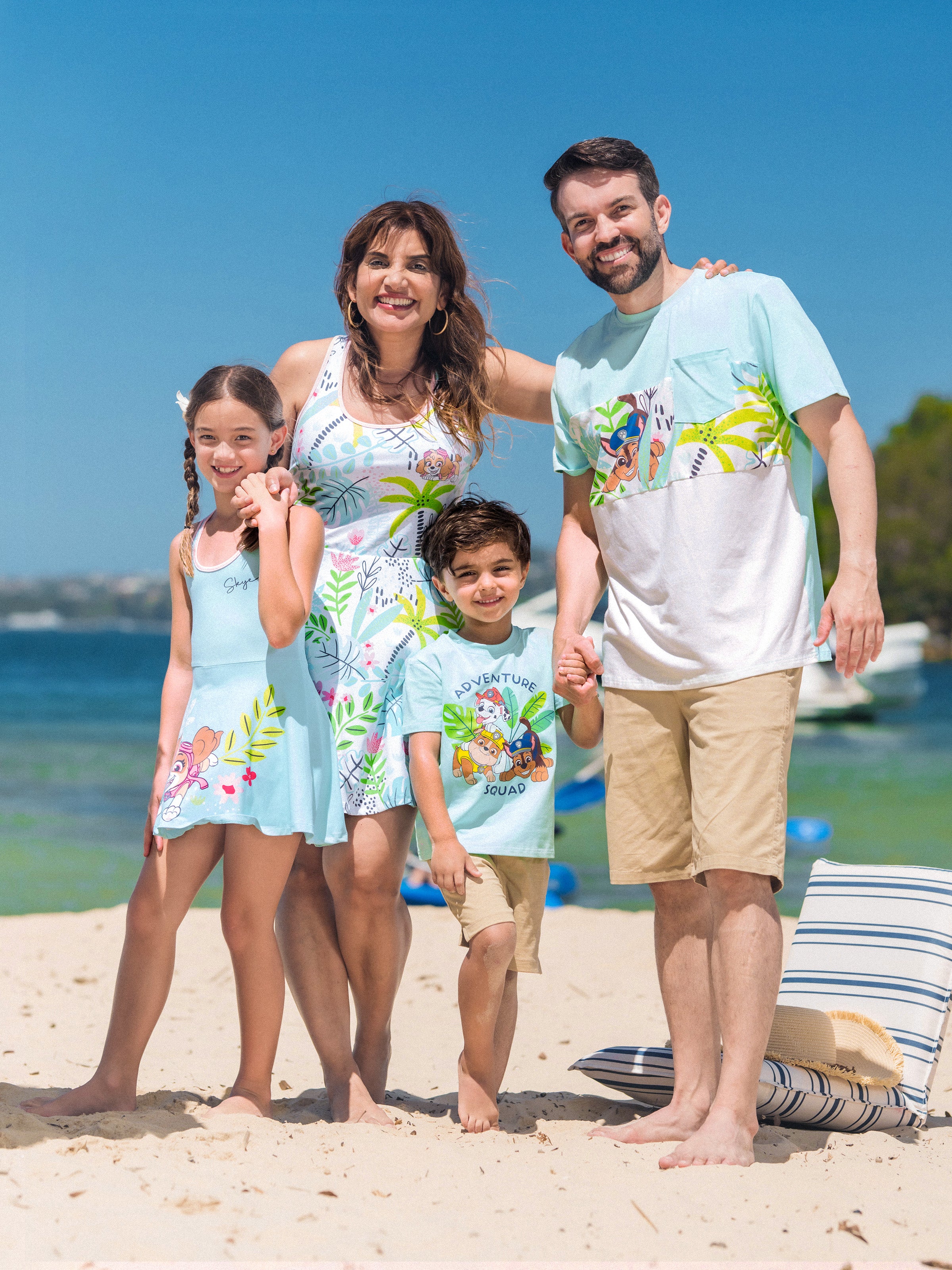 PAW Patrol Matching Family Floral Dress/ Cotton Top Turquoise