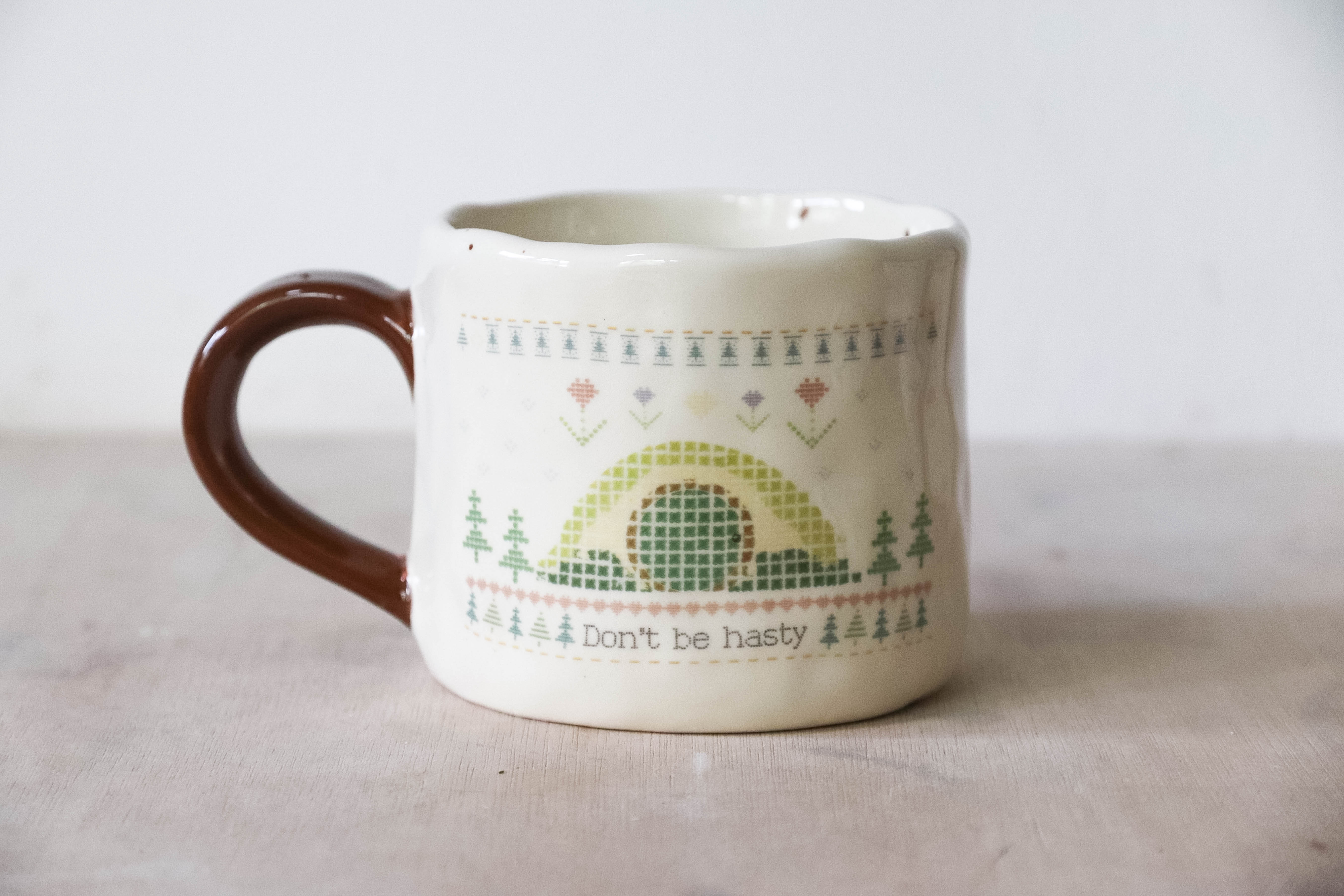 Don't Be Hasty Brown Mug Medium