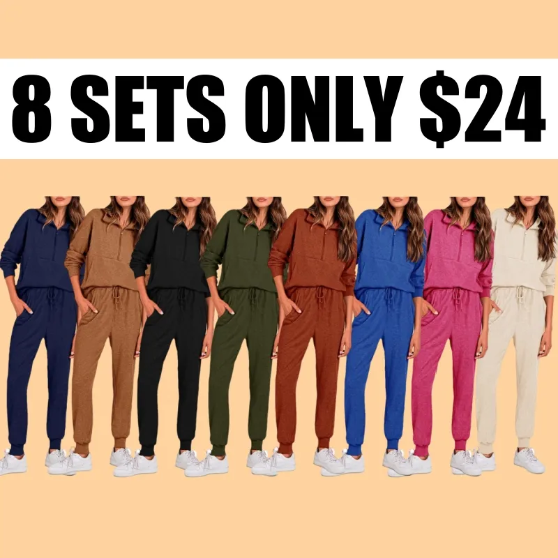 Women’s 2-Piece Half Zip Pullover & Jogger Pants Set