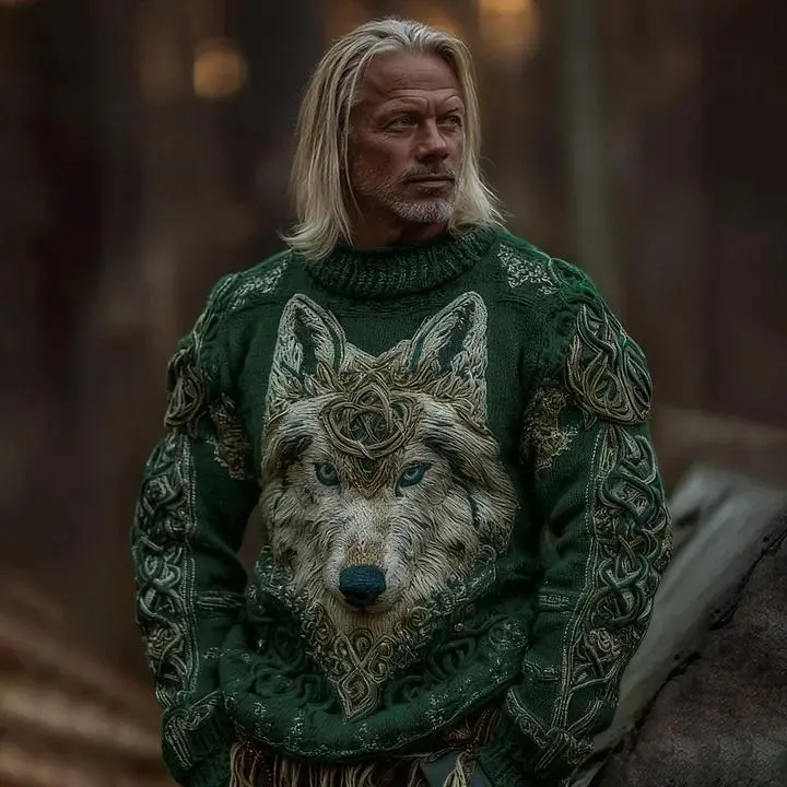 Men's Viking Celtic Pattern Art Cozy Hooded Sweater