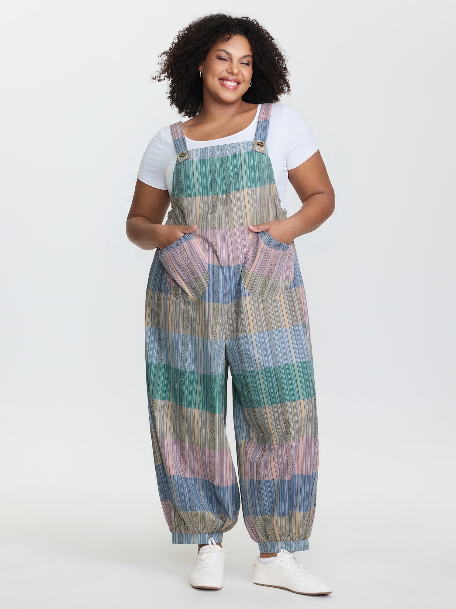 Adjustable Hem Colorblock Jumpsuit