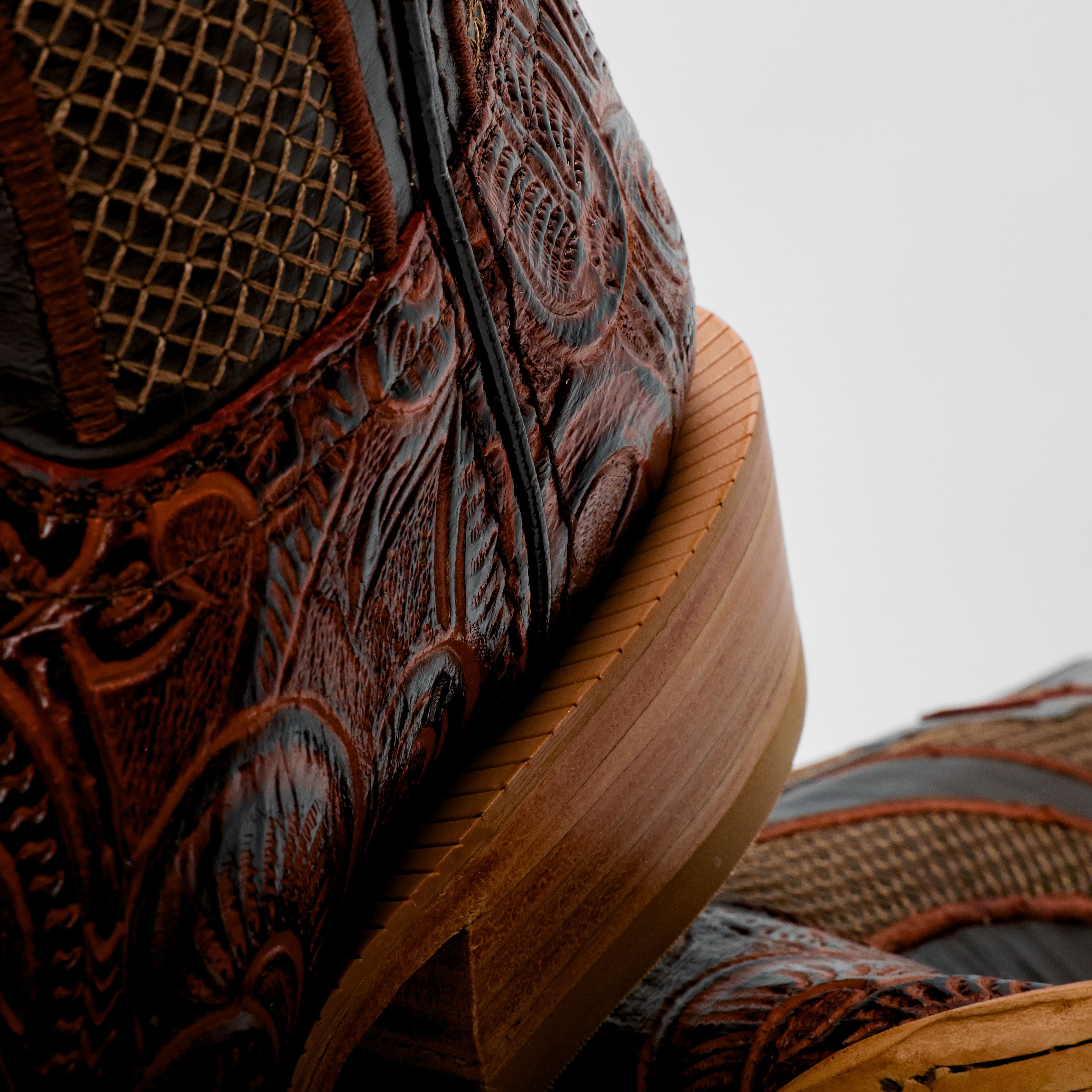 Cognac Hand-Tooled Boots - Square Toe