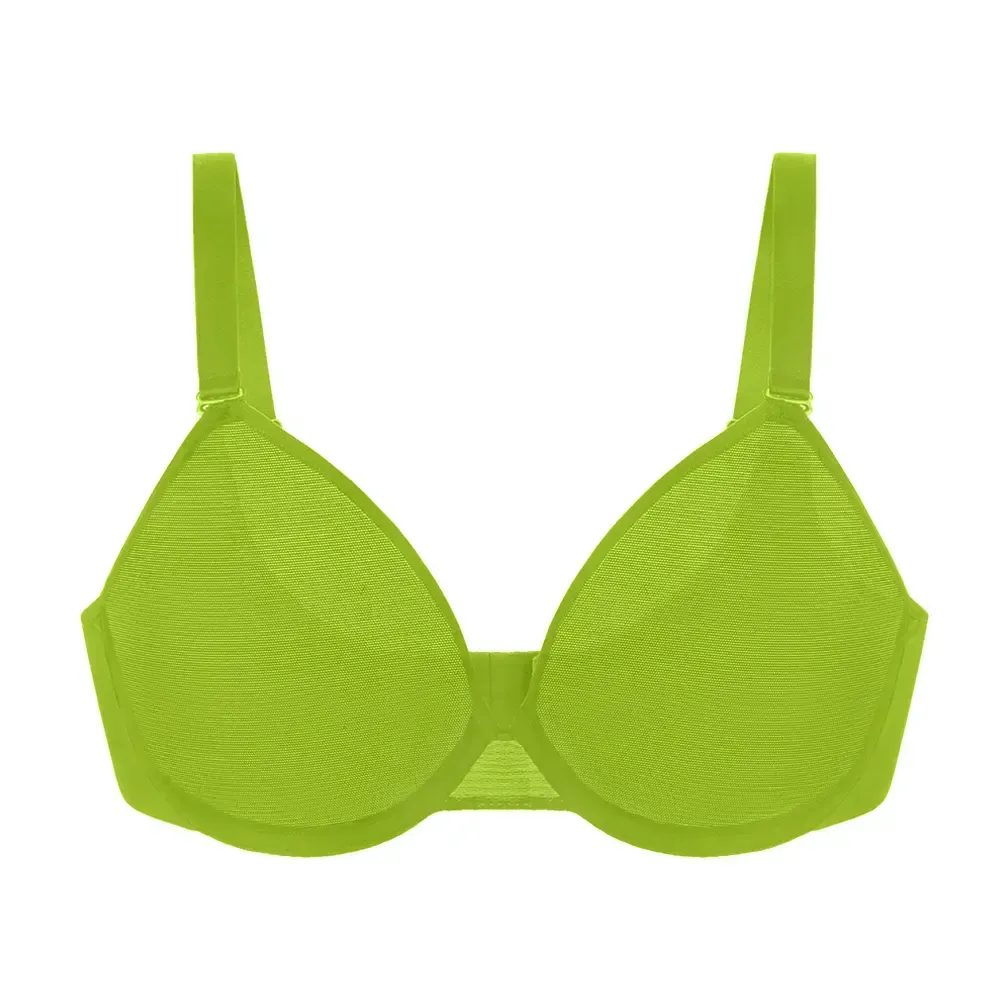 Bra Summer Breathable Unlined Soft Sheer Mesh Underwire Support Transparent Lightweight Non Padded Minimizer Bra