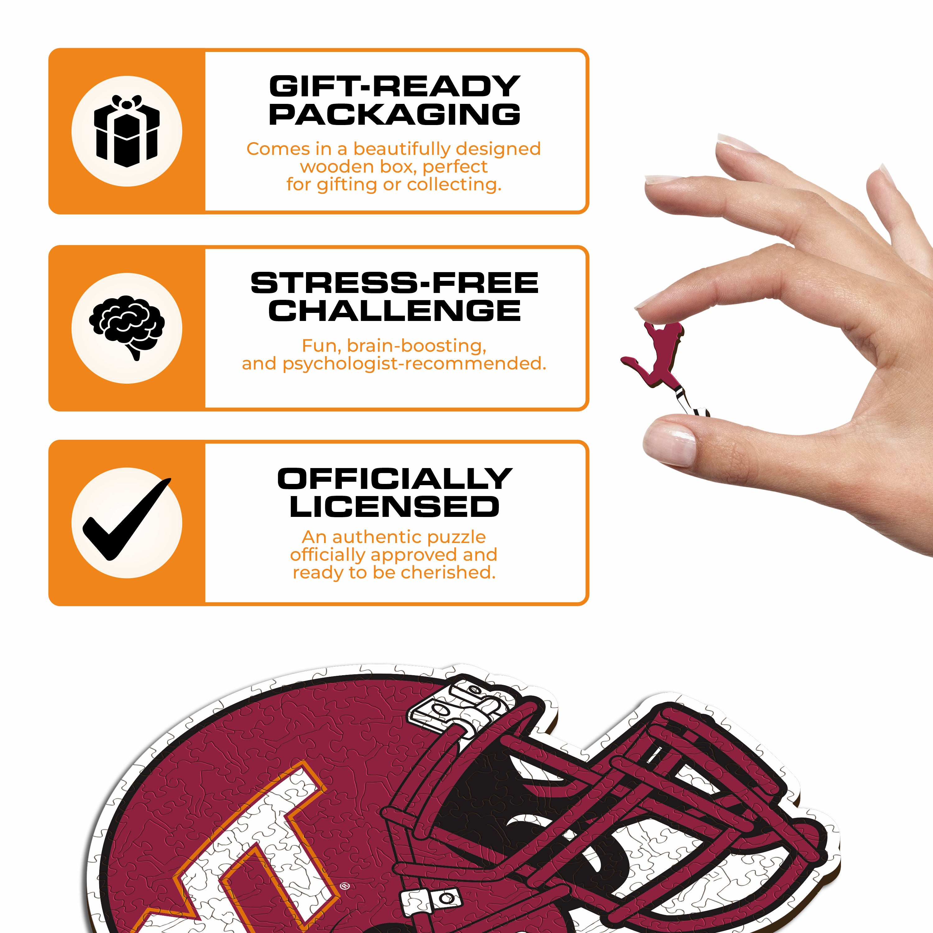 Virginia Tech Helmet - Wooden Puzzle