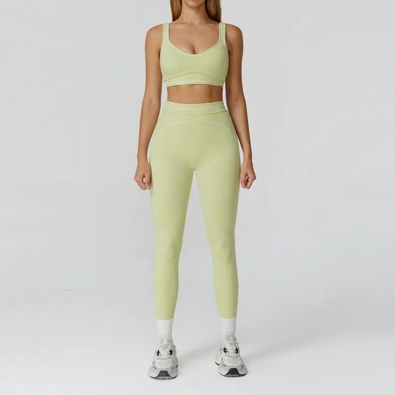Women’s 2-Piece Sports Set – Color-Block Yoga Outfit