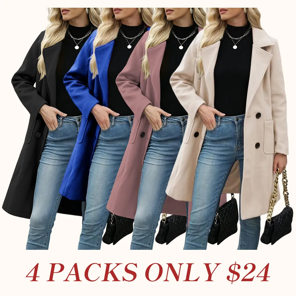 Women Winter Wool Blend Camel Mid-Long Coat