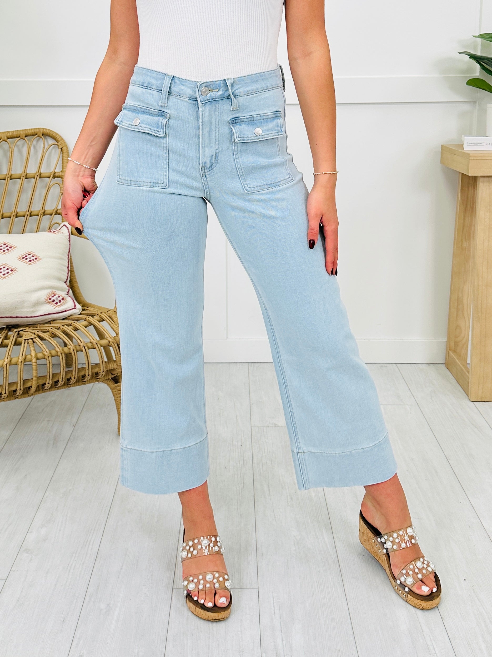 Mica Step Into Style Cropped Wide Leg Jeans
