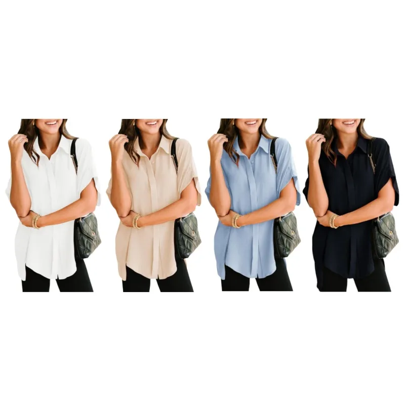 Women's Casual V Neck Button Down Shirts  (Just $3 Each!)