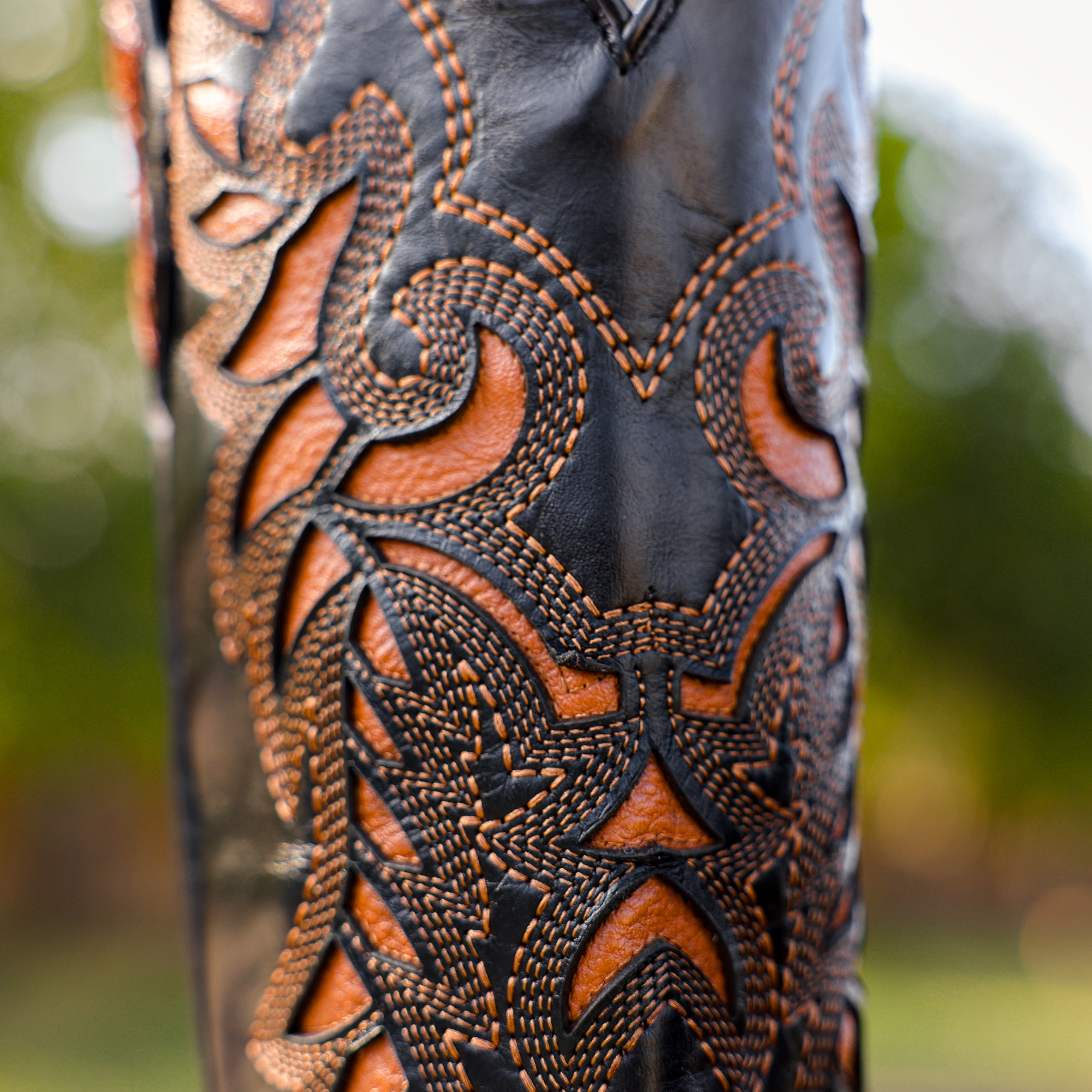 Cognac Caiman Hornback Leather Boots - Square Toe