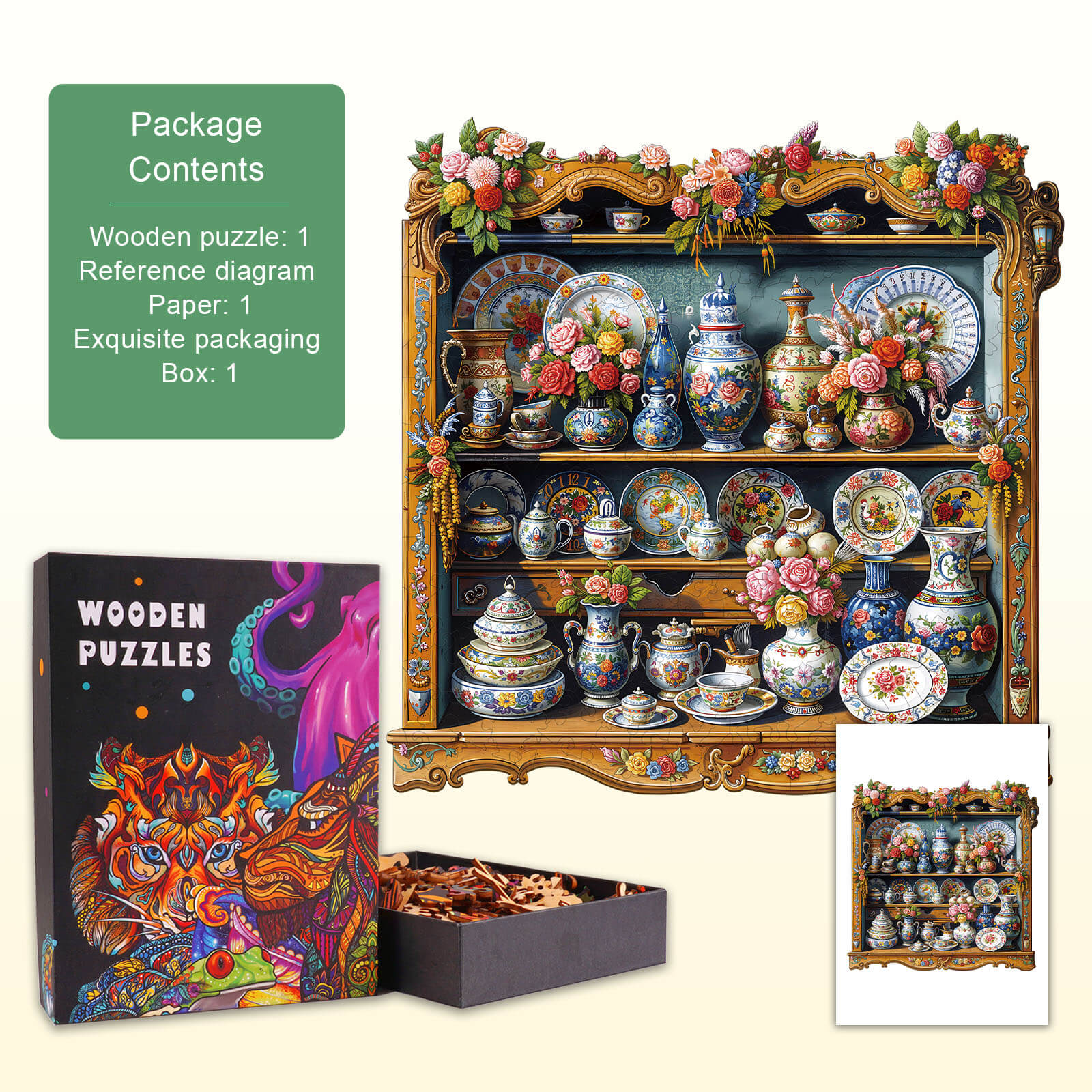Porcelain Treasures Wooden Jigsaw Puzzle