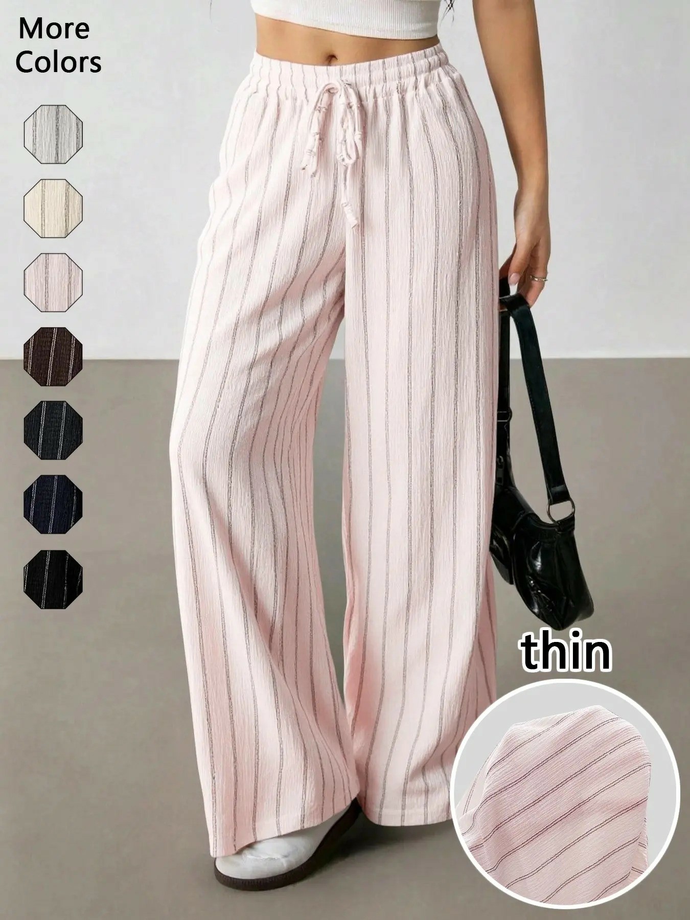 🔥Easter Sale!Women's Striped Waist-Tie Straight-Leg Loose Streetwear Pants