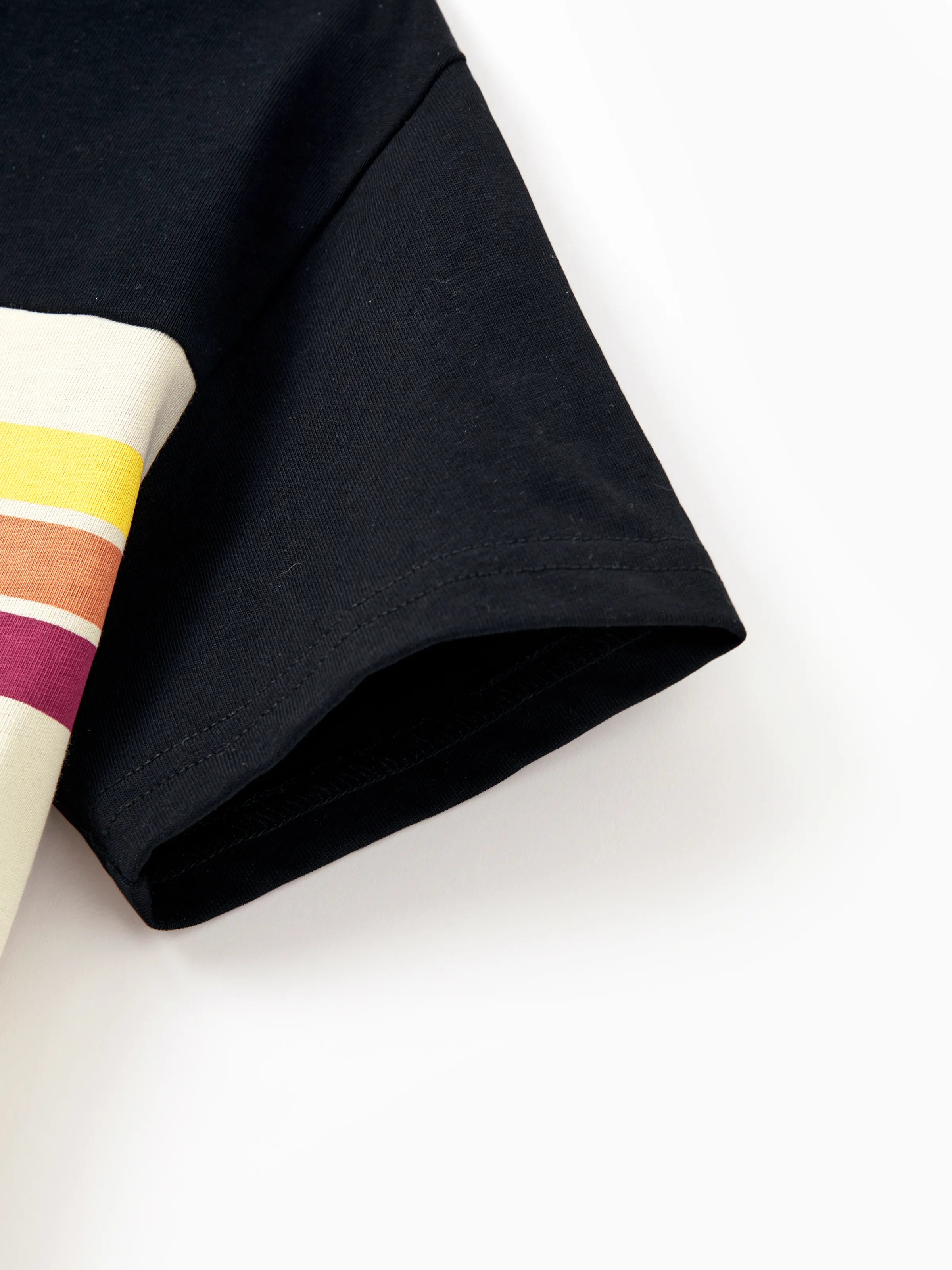 Family Matching Set Floral Sleeveless Strappy Dress or Colorblock Short-sleeve T-shirt  Black