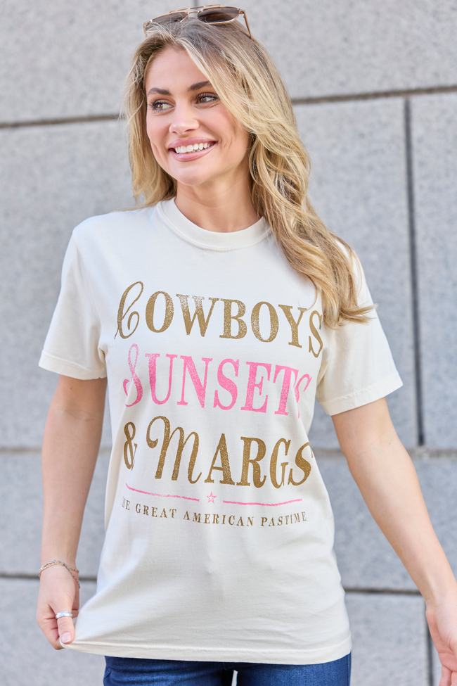 Cowboys Sunsets & Margs Ivory Graphic Tee