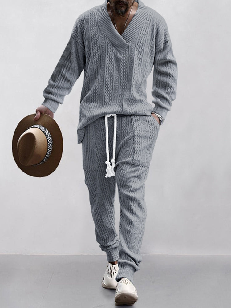 Man's Athleisure Cable Jacquard Set