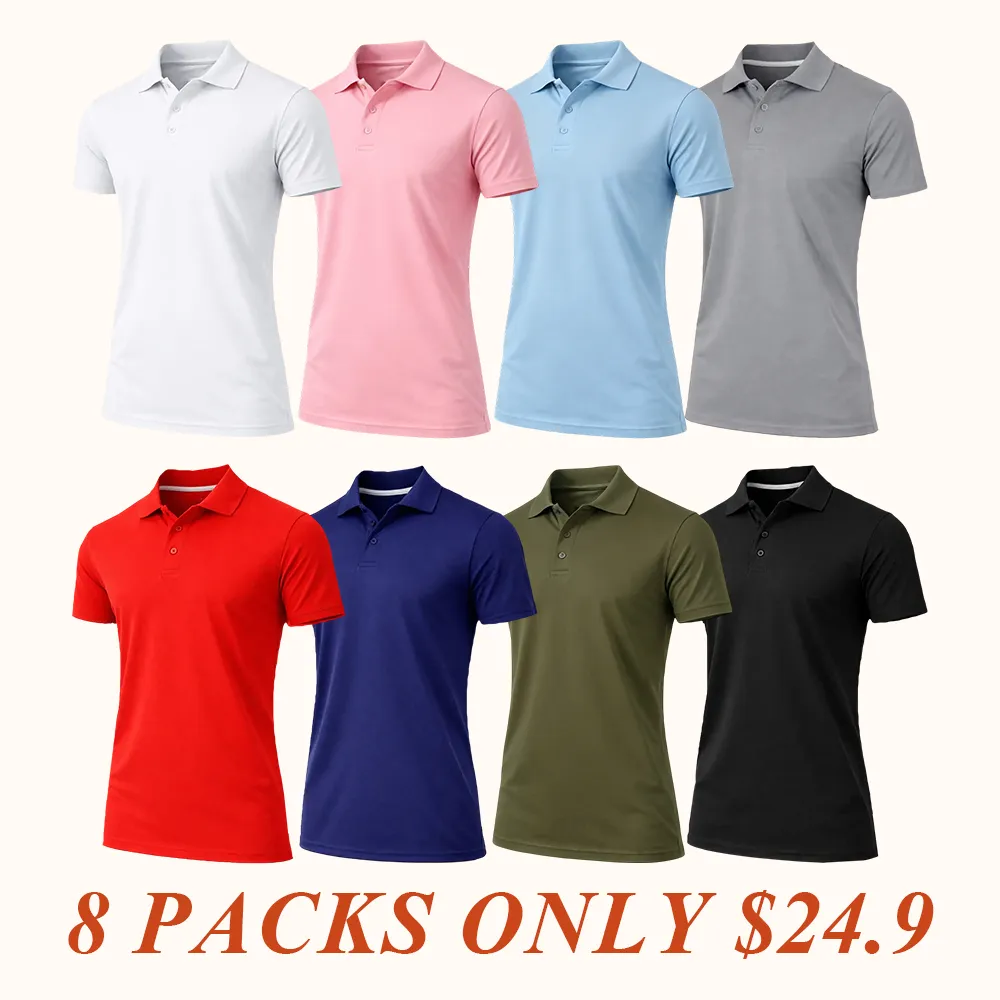 Men's Dry Fit Moisture-Wicking Fabric Polo Collar Shirt Menswear Stylish Ribbed Sleeve