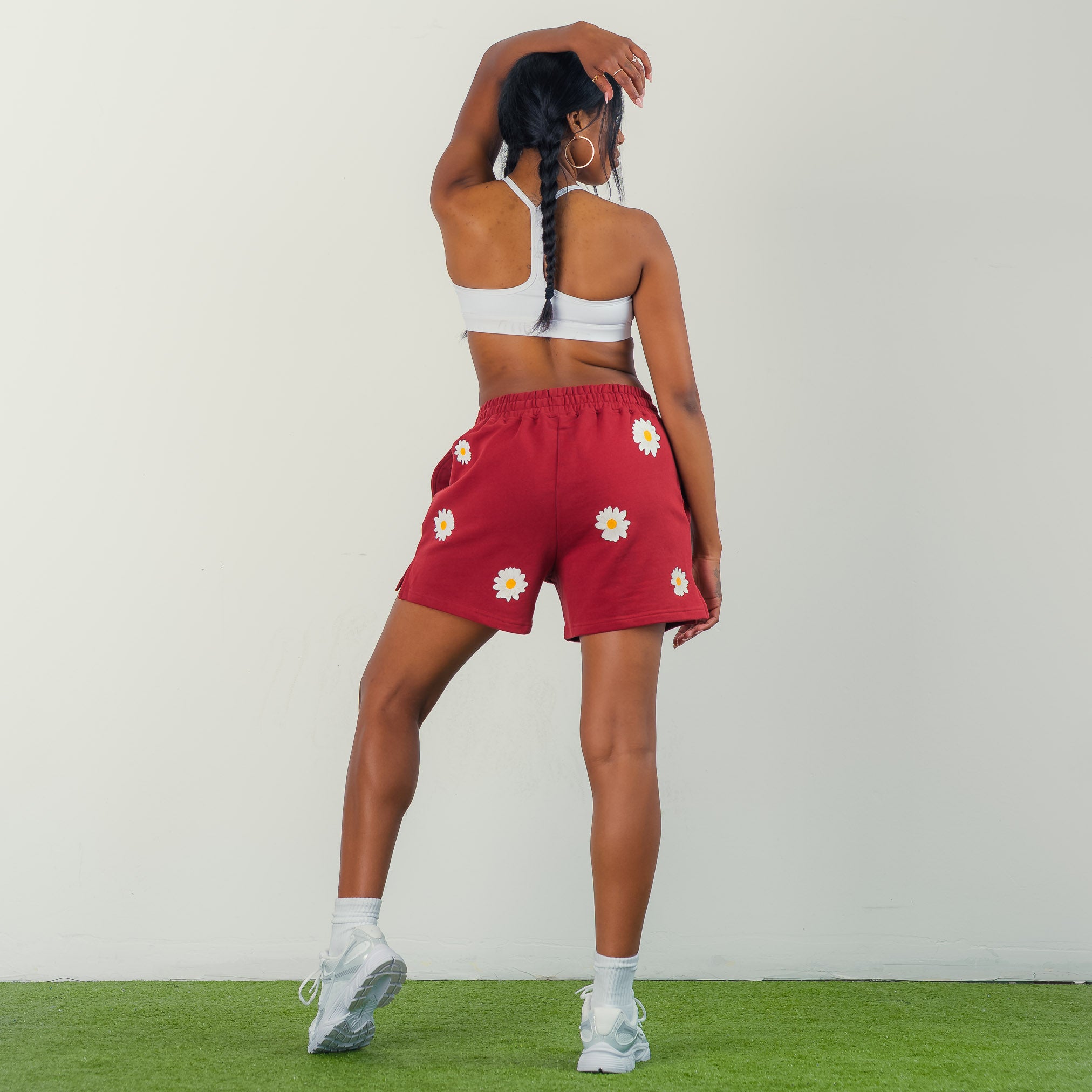 COTTON SHORTS (MID THIGH CUT) DAISY - MAROON