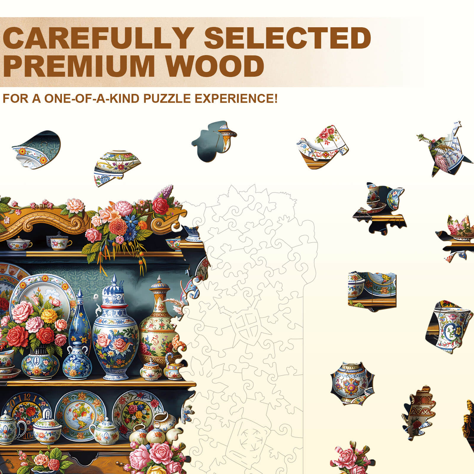Porcelain Treasures Wooden Jigsaw Puzzle