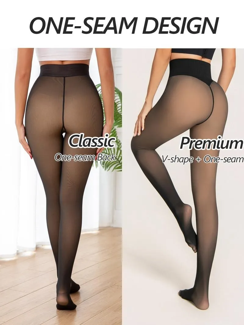 One-piece four-color fleece-lined women's pantyhose