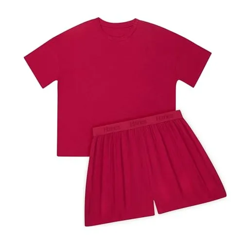 Womens 2 Piece Lounge Set, Comfywear Supersoft Boxy T-shirt & Sleep Shorts Loungewear Set