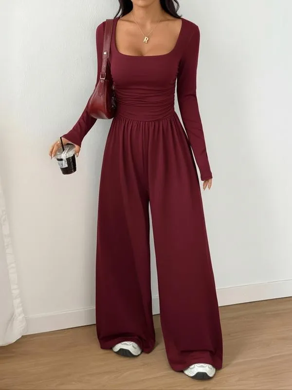 Women's Fall Winter Knit Wide Leg Jumpsuit