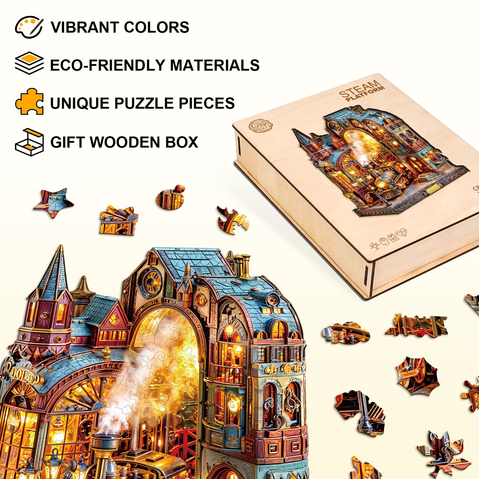 Steam platform Wooden Jigsaw Puzzle