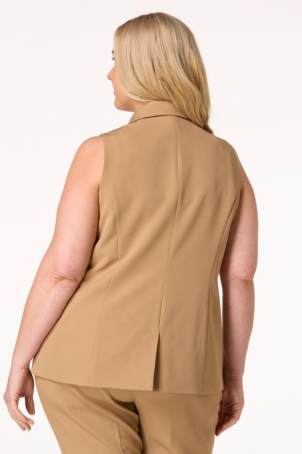 Plus Size Button Front Collared Vest