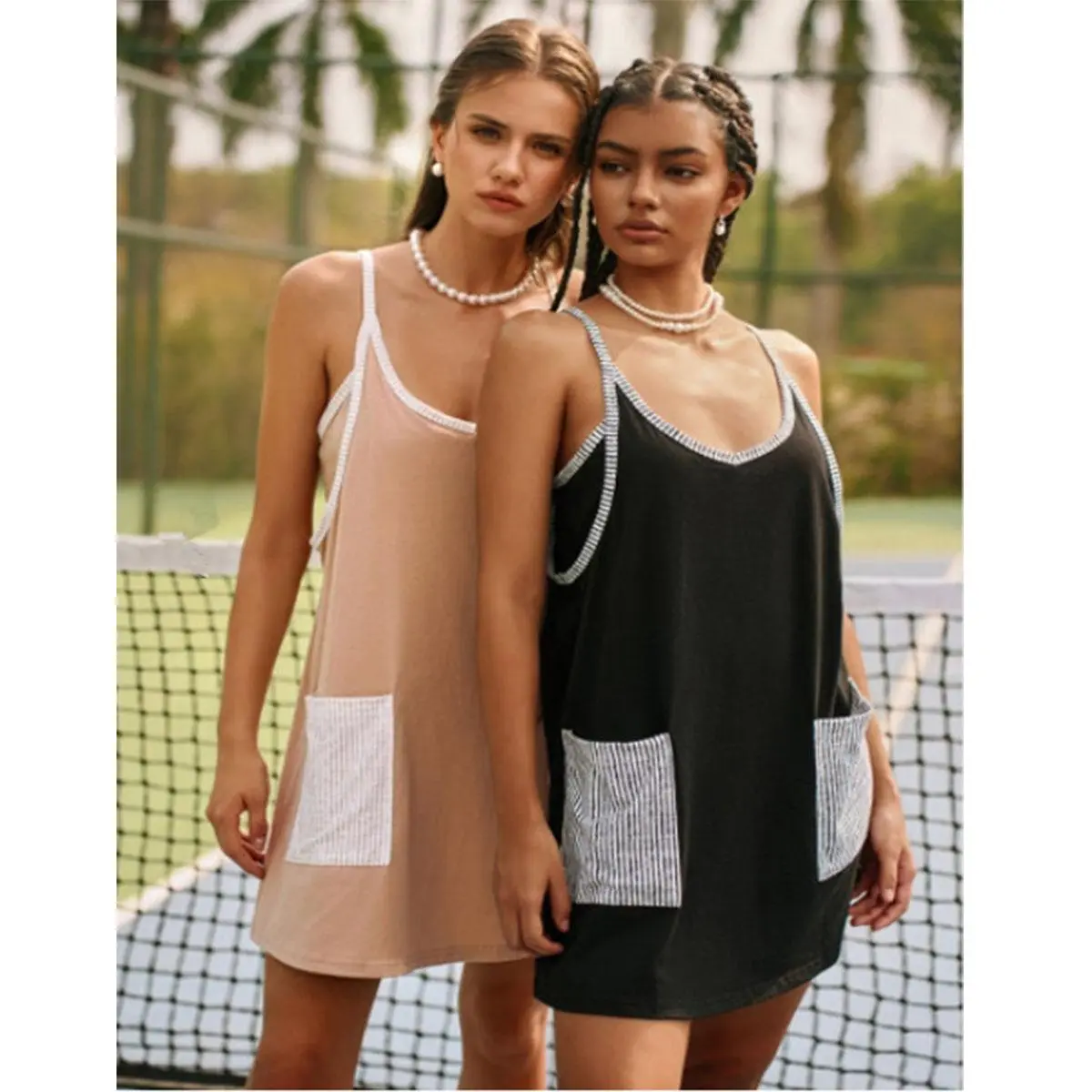 Women's Summer Mini Dress Casual Workout Tennis Dress with Shorts Sleeveless Althletic Dresses