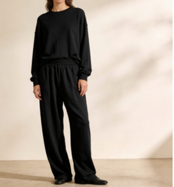 Relaxed Soft Pull-On Pants Black