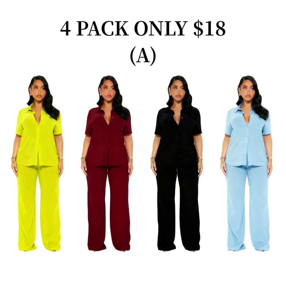 Women's Short Sleeve Pant Set
